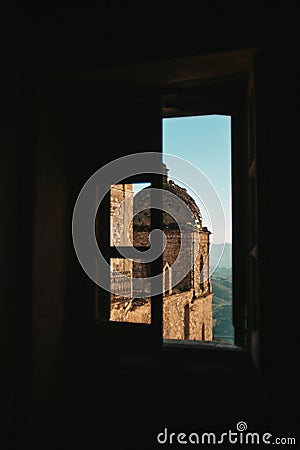 Hauntingly Beautiful Stock Photo of an Abandoned Italian Palazzo in the Ghost Town of Craco Stock Photo