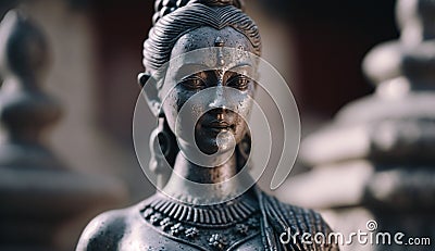 A Stunning Stone Sculpture of Ahalya, Wife of the Seer Gautam, Depicted in Exquisite Detail Stock Photo