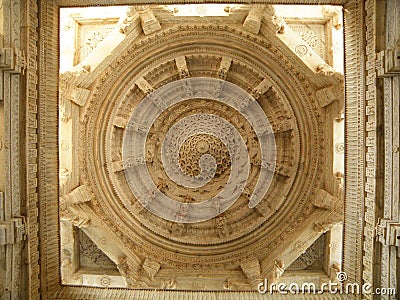 Stunning Stucco Ceiling of Jainism Temple Stock Photo