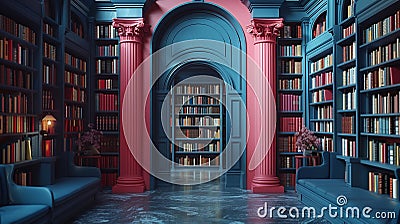 Stunning studio library with vibrant ambiance and elegant design Stock Photo