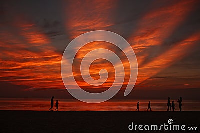 Stunning sunset on the beach Stock Photo
