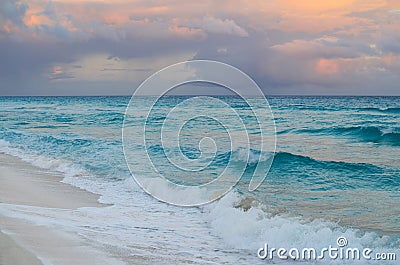 Stunning sunset at sandy beach Stock Photo