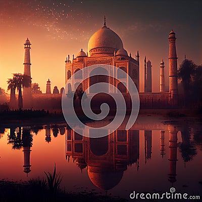 Taj Mahal sunrise sunset Stock Photo