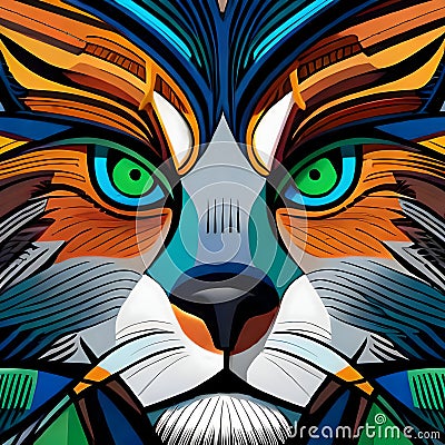 Stunning tiger graphic vector style - ai generated image Stock Photo