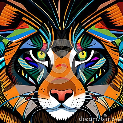 Stunning tiger graphic vector style - ai generated image Stock Photo