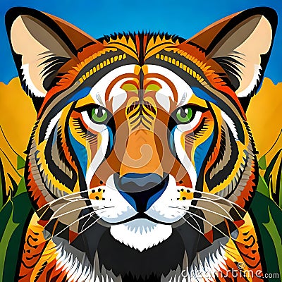 Stunning tiger graphic vector style - ai generated image Stock Photo