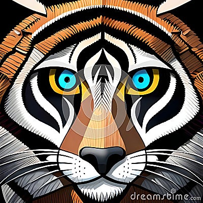 Stunning tiger graphic vector style - ai generated image Stock Photo