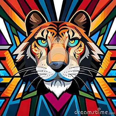 Stunning tiger graphic vector style - ai generated image Stock Photo