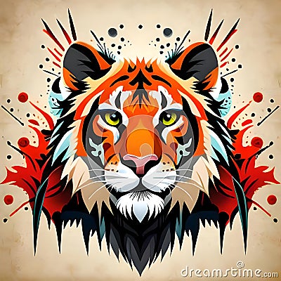 Stunning tiger graphic vector style - ai generated image Stock Photo