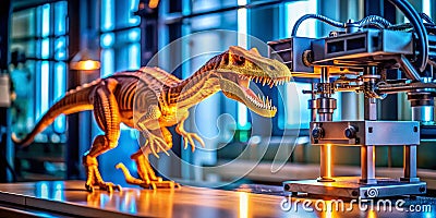 A Stunning TimeLapse Showcase of 3D Printing Velociraptor Claw Prototype Created with Rapid Prototyping Techniques Stock Photo