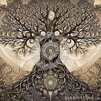 stunning tree, esoteric symbol Stock Photo