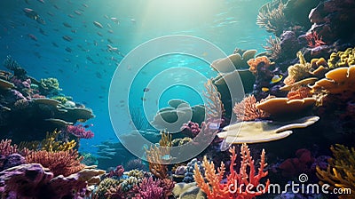 Stunning Underwater Scenes With Colorful Corals And Sealife Cartoon Illustration