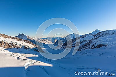 Stunning view of Aletschglacier from Jungfraujoch Stock Photo