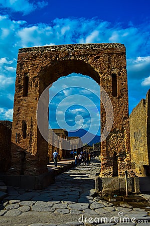 Stunning view of the ancient ruins of Pompeii, Naples, Italy Editorial Stock Photo