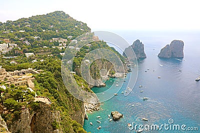 Stunning view of Capri island in a beautiful summer day with Far Stock Photo