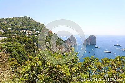 Stunning view of Capri island in a beautiful summer day with Far Stock Photo