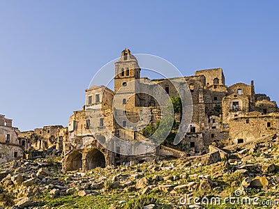 Craco ruins, ghost town abandoned after a landslide, Basilicata region, southern Italy Stock Photo