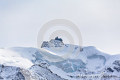 Stunning view of famous Sphinx Observatory, and Jungfraujoch railway station Stock Photo