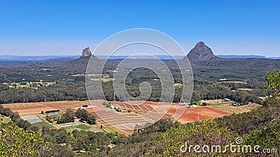 Stunning view of the Glasshouse Mountains Stock Photo