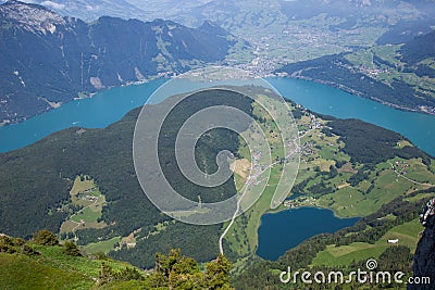 Stunning view over lake Uri seen from the Niederbauen Stock Photo