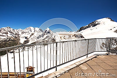 Stunning view to Swiss Alps from the top of Corvatsch peak Stock Photo