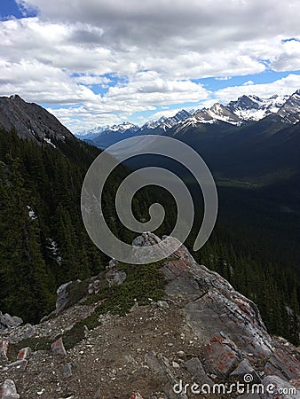 Stunning views of Banff National Park from Sulfur mountain ridge Stock Photo