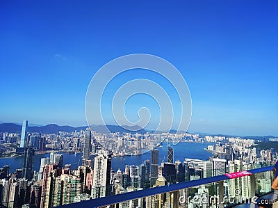 Stunning views of Hong Kong from The Peak Tower, Sky Terrace 428 Hong Kong. Editorial Stock Photo