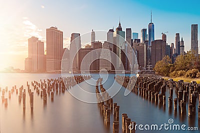 Stunning views of the lower manhattan before sunset Stock Photo