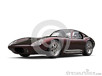 Stunning vintage race car - dark metallic red color Stock Photo