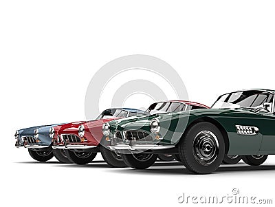 Stunning vintage sports cars - closeup cut shot Stock Photo