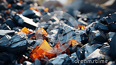 Stunning Vray Tracing: Orange And Black Glass Rocks With Lens Flare Stock Photo