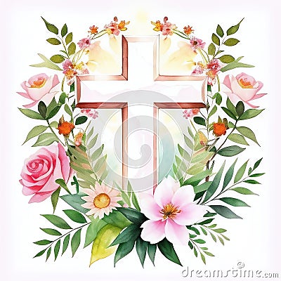 Floral Cross of Peace Stock Photo