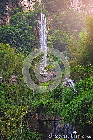 Waterfall at Baofeng Lake in China Stock Photo