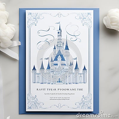 Stunning Wedding Invitation with Majestic Castle Stock Photo