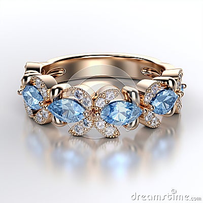 Stunning Wedding Ring Design with Harmoniously Arranged Gemstones Stock Photo