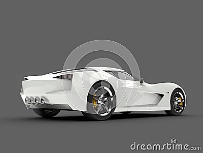 Stunning white concept sports car - back view Stock Photo