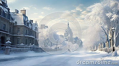 Photorealistic Winter Landscape In Saint-eustache Stock Photo