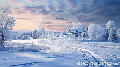 Photorealistic Winter Landscape In Chateauguay Stock Photo