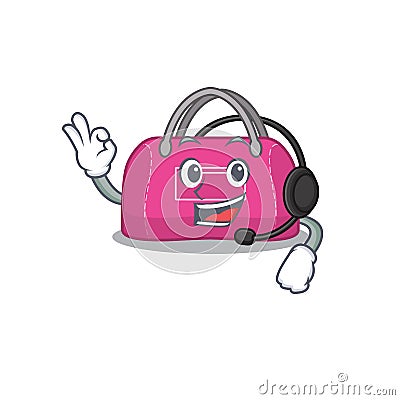 A stunning woman sport bag mascot character concept wearing headphone Vector Illustration