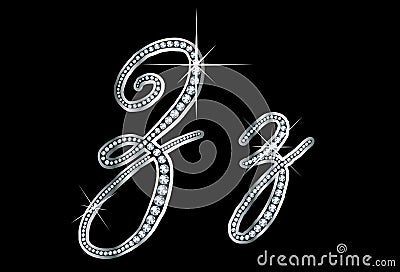 Script Diamond Bling Zz Letters Vector Illustration