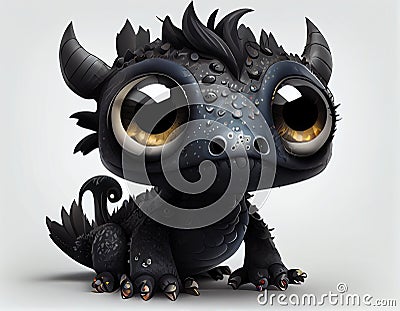 Stunningly Cute: The Trending Designs of Little Black Dragon Characters in Dirk Pop Cartoon Videos Stock Photo