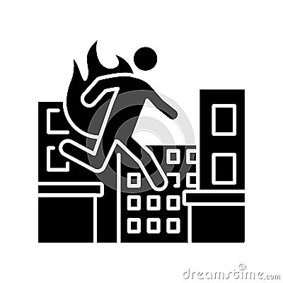 Stuntman black glyph icon Vector Illustration