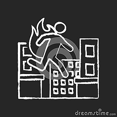 Stuntman chalk white icon on black background Vector Illustration