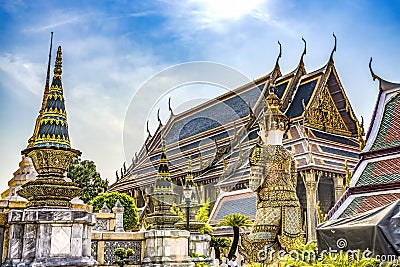 Stupa Guardian Emerald Buddha Temple Grand Palace Bangkok Thailand Stock Photo