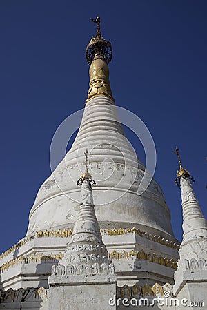 Stupas of Maha Aung Mye Bonzan Monastery (Inwa, Myanmar) Stock Photo