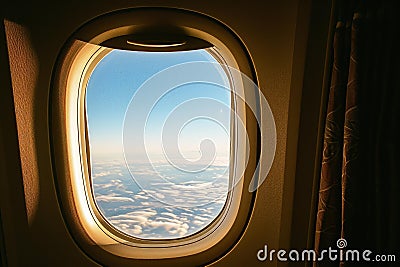 Sturdy Airplane window. Generate Ai Stock Photo