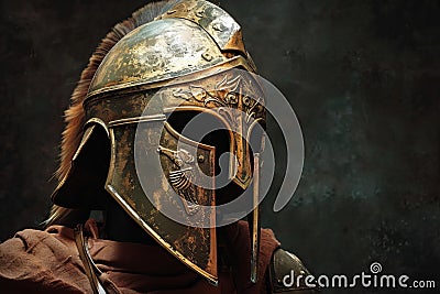 Sturdy Ancient corinthian helmet. Generate Ai Stock Photo