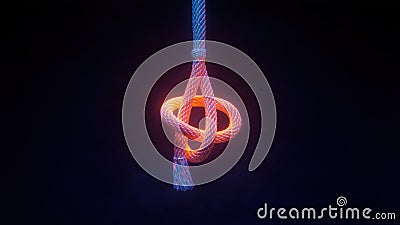 Sturdy loop knot stands strong among broken ropes, symbolizing resilience and the enduring strength of unity in a Stock Photo
