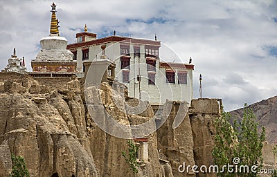 Lamayuru monastery on top of vertical cliffs, Ladakh, India Editorial Stock Photo