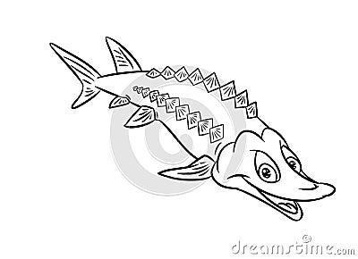 Sturgeon fish illustration coloring pages Cartoon Illustration